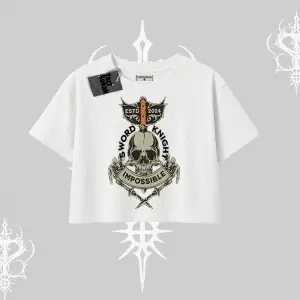 Oversize Crop Tshirt Sword Knight Skull Impossible Street Creed