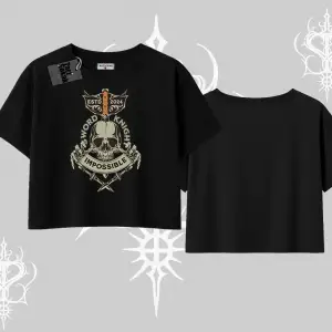 Oversize Crop Tshirt Sword Knight Skull Impossible Street Creed
