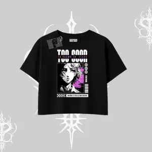 Oversize Crop Tshirt Too Good Anime Girl Grafik Baskılı