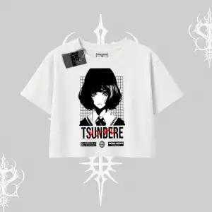 Oversize Crop Tshirt Tsundere Anime Japanese Style Baskılı