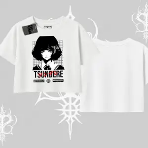 Oversize Crop Tshirt Tsundere Anime Japanese Style Baskılı