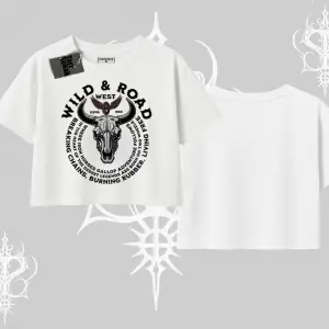 Oversize Crop Tshirt Wild & Road Western Skull Biker Street Culture