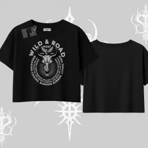 Oversize Crop Tshirt Wild & Road Western Skull Biker Street Culture