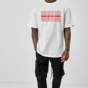 Oversize Error Baskılı Beyaz Tshirt NRAGE66