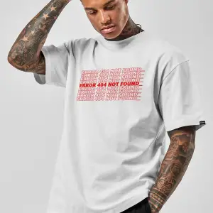 Oversize Error Baskılı Beyaz Tshirt NRAGE66