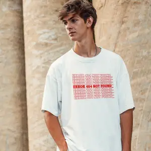 Oversize Error Baskılı Beyaz Tshirt NRAGE66