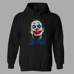 Oversize Joker Put On A Happy Face Siyah Hoodie