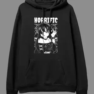 Oversize Kulaklık Genç Kız Siyah Beyaz Tasarım Baskılı Unisex Kapüşonlu Sweatshirt Hoodie