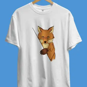 Oversize Kurnaz Tilki Temalı Tasarım Baskılı Unisex Tişört