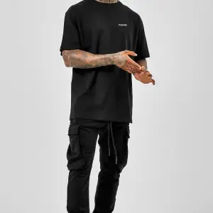 Oversize Left Pasage Baskılı Siyah Tshirt NRAGE190