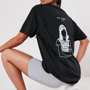 Oversize Mick Jagger Baskılı Siyah Tshirt NRAGE204