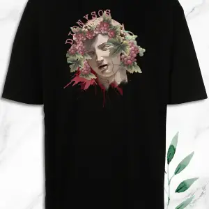 Oversize Mitoloji Dıonysos Baskılı Tişört