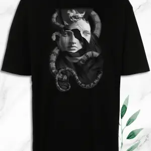 Oversize Mitoloji Trend Heykel Baskılı Beyaz Tişört