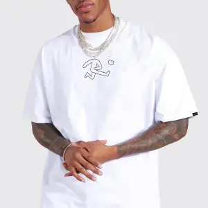 Oversize Murky Baskılı Beyaz Tshirt NRAGE228