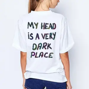 Oversize Murky Baskılı Beyaz Tshirt NRAGE228