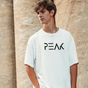 Oversize Peak Baskılı Beyaz Tshirt NRAGE132