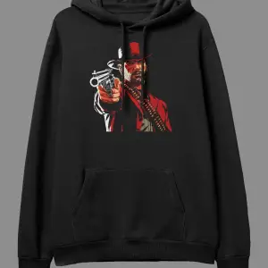 Oversize Red Dead Redemption 2 Tasarım Baskılı Kapüşonlu Sweatshirt Hoodie Beyaz