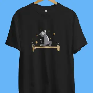 Oversize Reformer Pilates Spor Sporcu Çalışkan Kedi Tasarım Baskılı Unisex Tişört