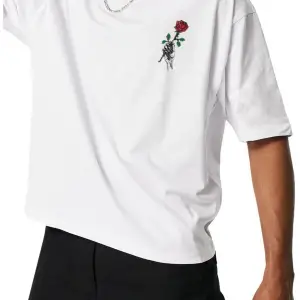 Oversize Rose Unisex Beyaz T-shirt