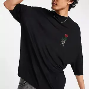 Oversize Rose Unisex Siyah T-shirt