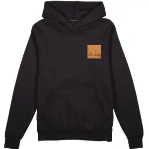 Oversıze Sıyah Amsterdam Baskılı Kapşonlu Kanguru Cepli Unisex Pamuklu Sweatshirt Siyah