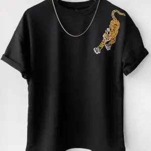 Oversize Siyah Tiger Baskılı