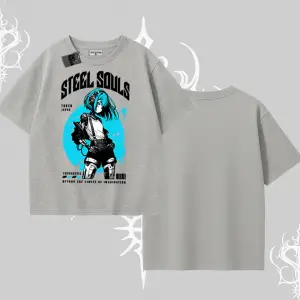 Oversize Tshirt Anime Cyberpunk Kız Baskılı