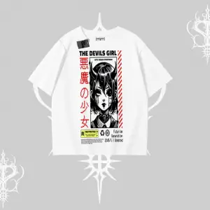 Oversize Tshirt Anime Devils Girl Japanese Style Baskılı