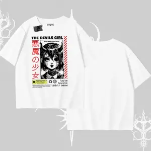 Oversize Tshirt Anime Devils Girl Japanese Style Baskılı