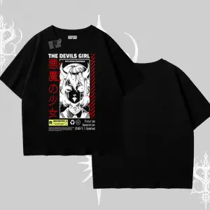 Oversize Tshirt Anime Devils Girl Japanese Style Baskılı