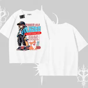 Oversize Tshirt Anime Hiker Girl Balance Is Everything Baskılı