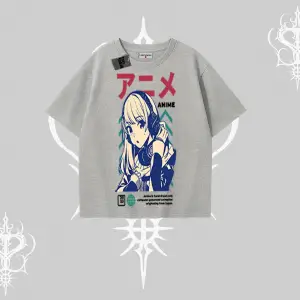 Oversize Tshirt Anime Kız Desenli Japon Tarzı
