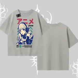 Oversize Tshirt Anime Kız Desenli Japon Tarzı