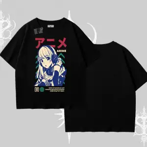 Oversize Tshirt Anime Kız Desenli Japon Tarzı