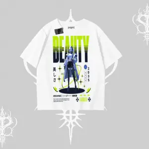 Oversize Tshirt Anime Unity Neon Detaylı Grafik Baskılı