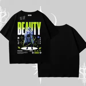 Oversize Tshirt Anime Unity Neon Detaylı Grafik Baskılı