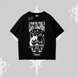 Oversize Tshirt Best Friends Forever Baskılı Sevimli Tasarım