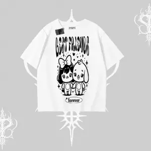 Oversize Tshirt Best Friends Forever Baskılı Sevimli Tasarım