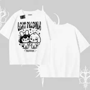 Oversize Tshirt Best Friends Forever Baskılı Sevimli Tasarım