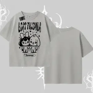 Oversize Tshirt Best Friends Forever Baskılı Sevimli Tasarım