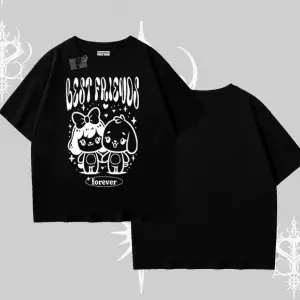 Oversize Tshirt Best Friends Forever Baskılı Sevimli Tasarım