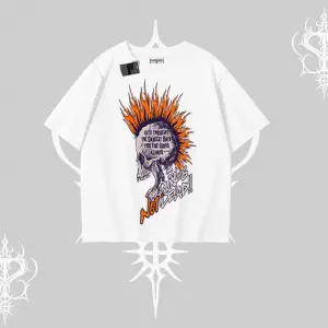 Oversize Tshirt Burning Skull Rebel Street Anthem