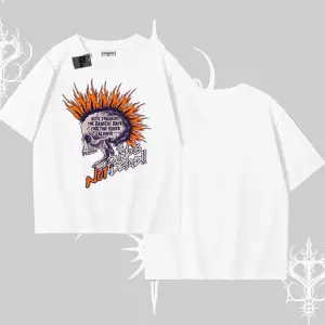 Oversize Tshirt Burning Skull Rebel Street Anthem