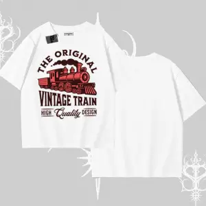 Oversize Tshirt Classic Railroad Vintage Train Street Aesthetic