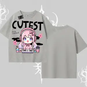 Oversize Tshirt Cute Anime Gamer Girl Baskılı