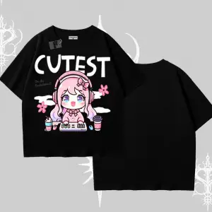 Oversize Tshirt Cute Anime Gamer Girl Baskılı