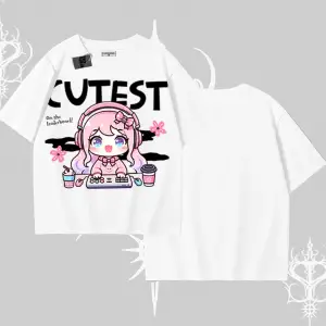 Oversize Tshirt Cute Anime Gamer Girl Baskılı