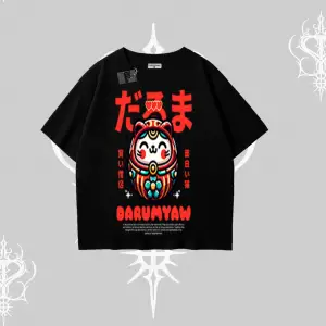 Oversize Tshirt Daruma Kedi Anime Baskılı