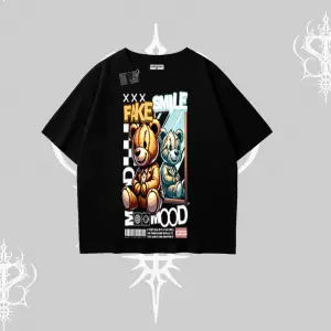 Oversize Tshirt Fake Smile Mood Ayıcık Grafik Baskılı