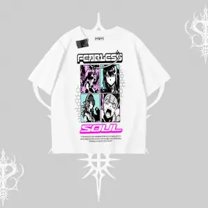 Oversize Tshirt Fearless Soul Anime Kolaj Baskılı